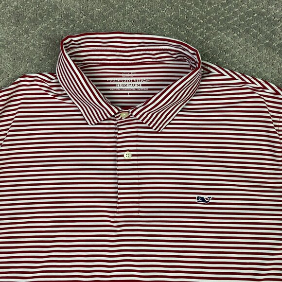 Vineyard Vines Performance Polo Shirt Men's Large Red White Stripes Golf Stretch - Picture 3 of 8